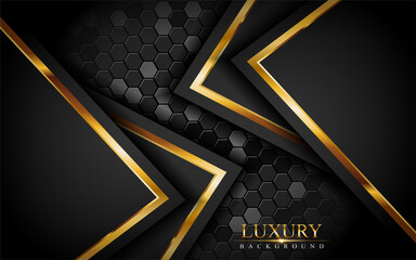 Luxury dark background with golden lines composition. Graphic design element.