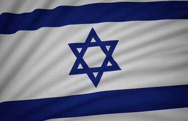 Israel Union Flag, Wavy Fabric Flag, 3D Render