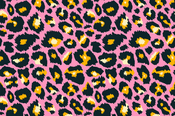 Trendy leopard pattern background. Hand drawn abstract wild animal cheetah skin pink texture for fashion print design, wallpaper, cover, banner. Vector illustration © Ketmut