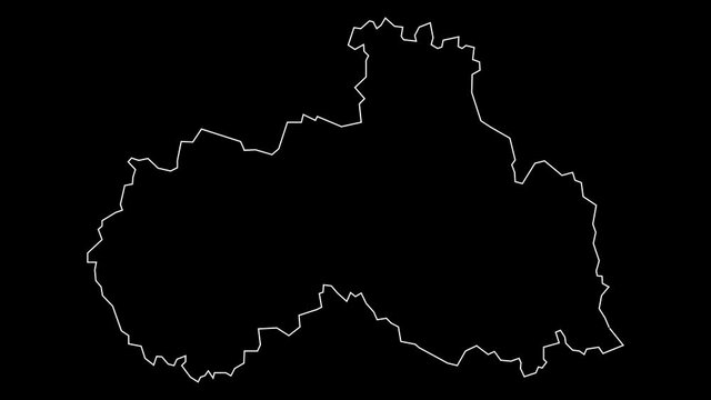 Liberecky Kraj Czech Republic region map outline animation