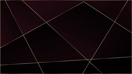 Red Luxury Polygon Texture. Gold Lines Triangular Premium Border. 