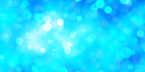 Light BLUE vector pattern with circles. Abstract decorative design in gradient style with bubbles. Design for your commercials.
