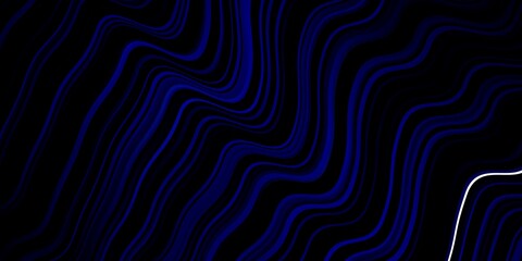 Dark BLUE vector texture with wry lines. Abstract illustration with gradient bows. Template for cellphones.