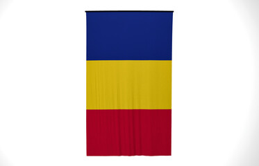 Romania Flag, Wavy Fabric Flag, 3D Render