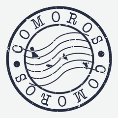 Comoro Stamp Postal. Map Silhouette Seal. Passport Round Design. Vector Icon. Design Retro Travel.