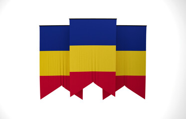 Romania Flag, Wavy Fabric Flag, 3D Render