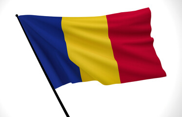 Romania Flag, Wavy Fabric Flag, 3D Render
