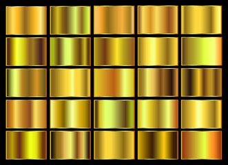 Set of gold gradients.Golden square backgrounds.
