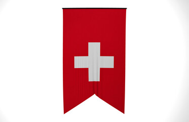 Switzerland Flag, Wavy Fabric Flag, 3D Render