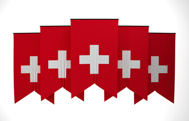 Obraz premium Switzerland Flag, Wavy Fabric Flag, 3D Render