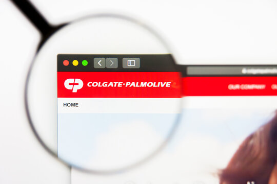 Los Angeles, California, USA - 13 March 2019: Illustrative Editorial, Colgate-Palmolive website homepage. Colgate-Palmolive logo visible on display screen