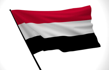 Yemen Flag, Wavy Fabric Flag, 3D Render