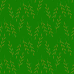 Dark green seamless pattern with light green sprigs