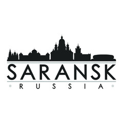 Fototapeta na wymiar Saransk Russia Skyline Silhouette Design City Vector Art Famous Buildings.