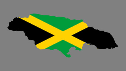 Jamaica Map Flag with grey background