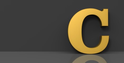 C letter golden sign 3d capital alphabet letter