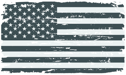 Grunge black and white flag of USA.