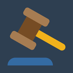 Business & Finance, Justice hammer, Flat color icon.