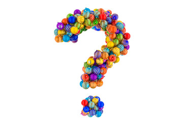 Question mark from colored Christmas balls. 3D rendering