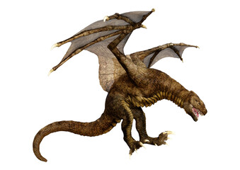 3D Rendering Fairy Tale Dragon on White