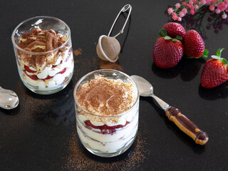 Dessert with fresh strawberry, cream cheese