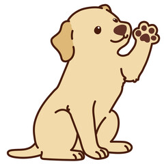 Outlined cream Labrador sitting and waving hand