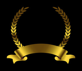 Gold laurel wreath with ribbon
