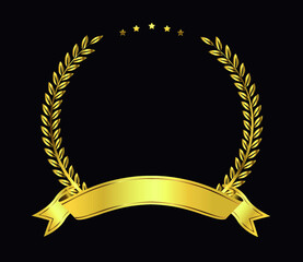 Gold laurel wreath with ribbon
