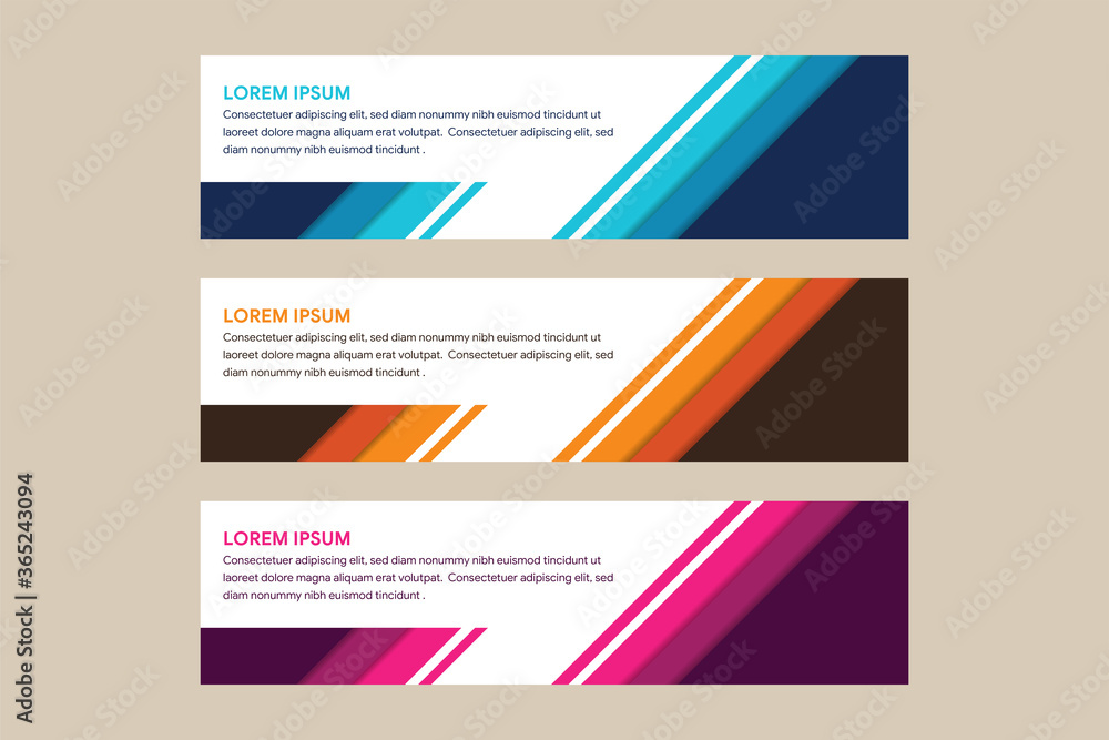 Poster abstract web banner design background or header templates. diagonal element with flat blue, orange a