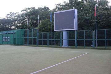 huge scoreboard at soccer arena