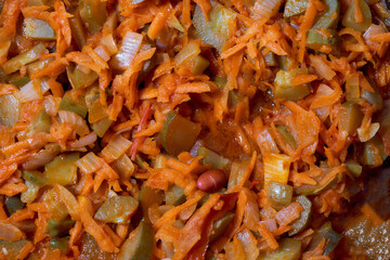 stewed vegetables view from top. Close-up. Very high quality photo.