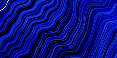 Dark BLUE vector background with curved lines. Bright illustration with gradient circular arcs. Pattern for websites, landing pages.