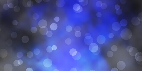 Dark BLUE vector template with circles. Glitter abstract illustration with colorful drops. Pattern for websites.