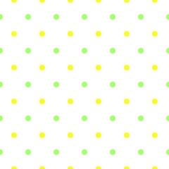 yellow and green polka dots seamless repeat pattern