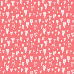 Hand drawn doodle Hearts Seamless pattern. Valentine's day. Valentine background Vector illustration