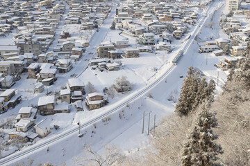 雪国の景色(電車と線路)