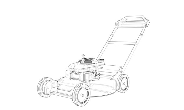 recommend clip art: Outline lawn mower. Wire-frame style