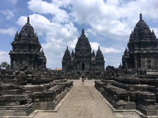 Asian country Indonesia. Java island. Ancient Prambanan temple