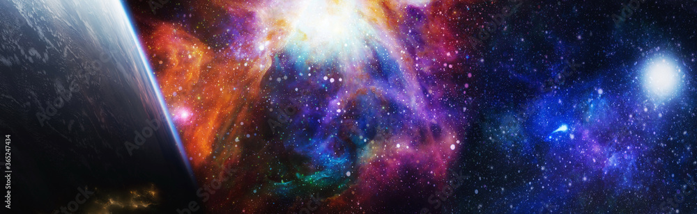 Wall mural beautiful night sky, star in space. collage on space, science and educational subjects. elements of 