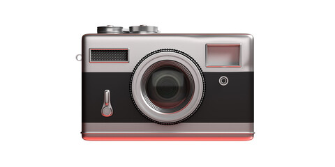 Vintage film photo camera isolated cutout on white background. 3d illustration