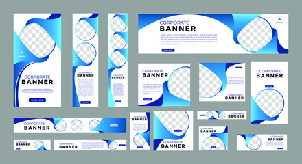 set of creative web banners of standard size with a place for photos. Vertical, horizontal and square template. vector illustration

