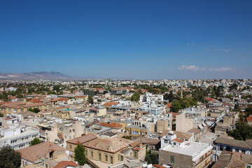 Fototapeta na wymiar Panorama of the city of Nicosia from the observation deck of Shacolas Tower. Nicosia. Cyprus.