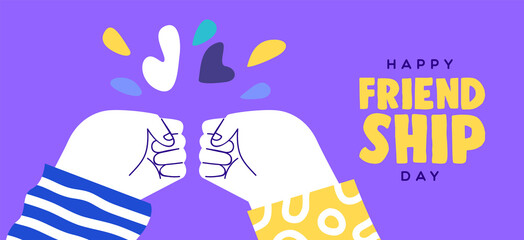 Friendship day banner of friends doing fist bump