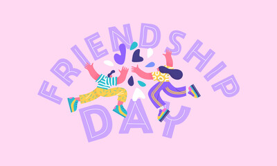 Happy Friendship Day card of friends high five