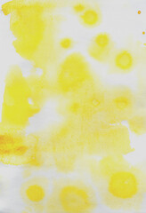 Fototapeta na wymiar yellow watercolor background, from spreading spots