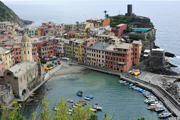 Fototapeta na wymiar Panoramic view of the city of Vernazza, Cinque Terre National Park , Italy