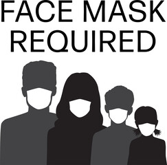 COVID 19 "Face Mask Required" Graphic for Sign - people wearing protective medical face masks during pandemic 
