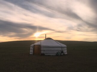 Mongolia, Gobi Desert. Mongolian national house - Yurt