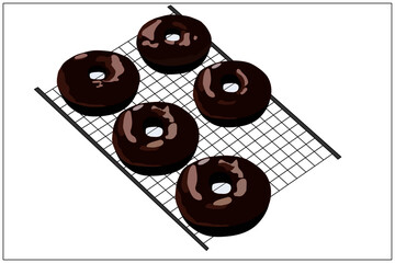 chocolate donuts or doughnuts vector