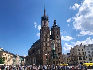 Naklejka na ściany i meble Poland, Architecture of capital city Warsaw. Central city hall square